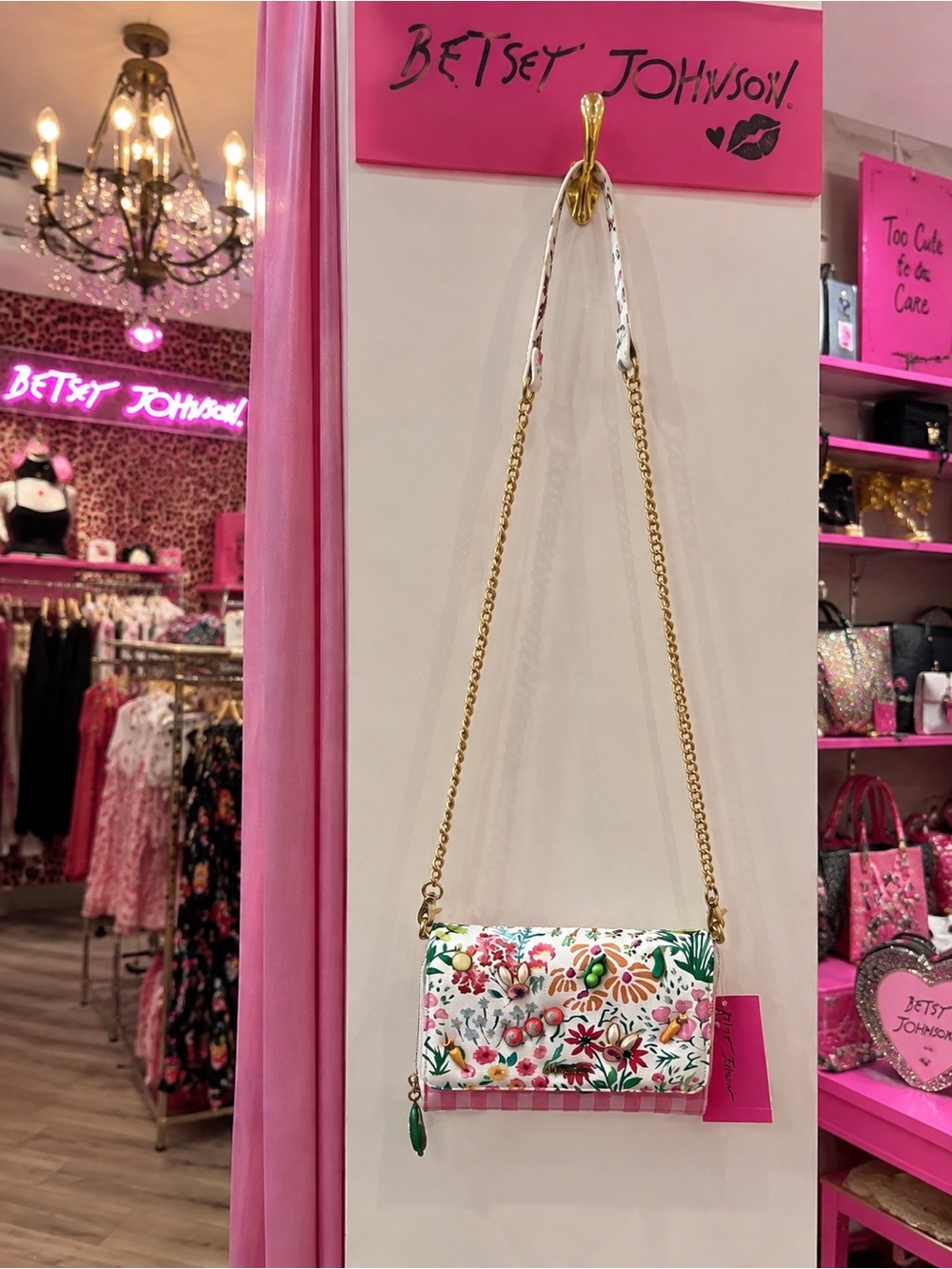 Betsey Johnson Veggie Patch Crossbody Bag Playful Floral & Veggie Print